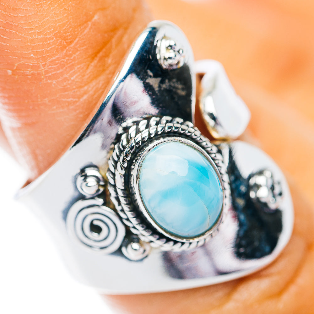 Larimar Ring Size 6 Adjustable (.925 Sterling Silver)