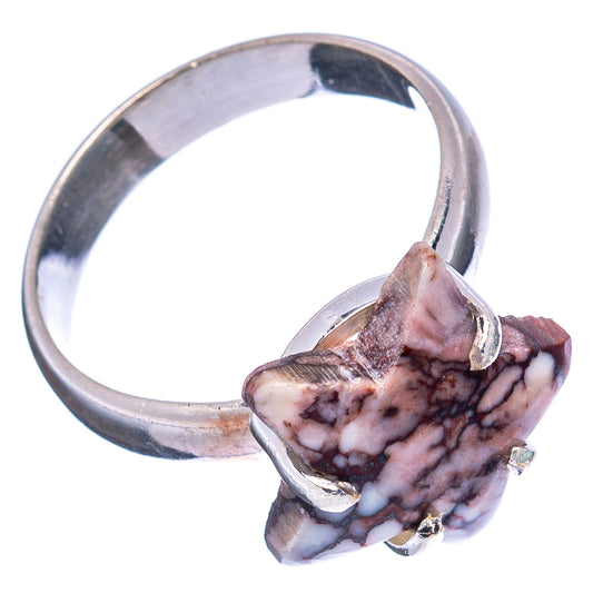 Sterling silver ring featuring marbled star jasper centerpiece, prong-set