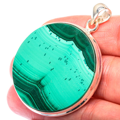 Malachite Coin Pendant 1 7/8" (925 Sterling Silver) PD38547