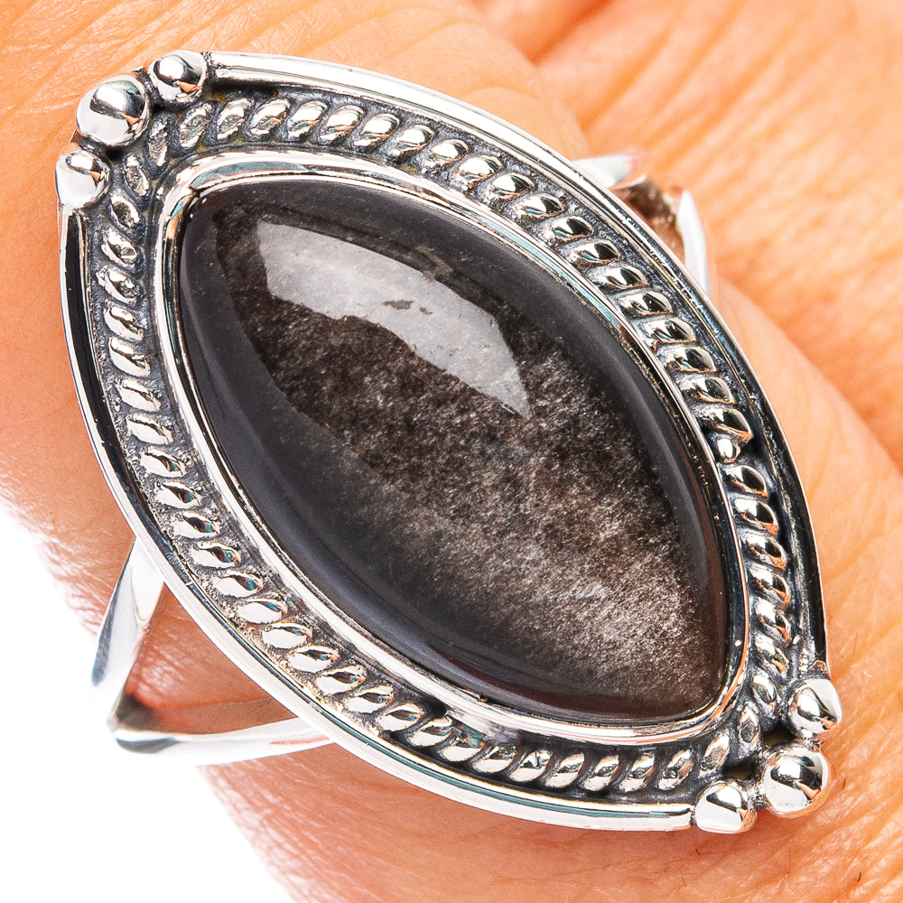 Premium Gold Sheen Obsidian Ring Size 7.75 (925 Sterling Silver) R7662