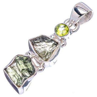 Moldavite, Peridot Pendant 1 1/4" (.925 Sterling Silver)