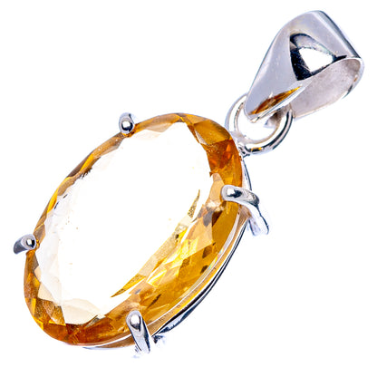 Faceted Citrine Pendant 1 1/8" (925 Sterling Silver) P43016