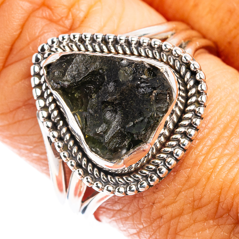 Rare Moldavite Ring Size 9 (.925 Sterling Silver)