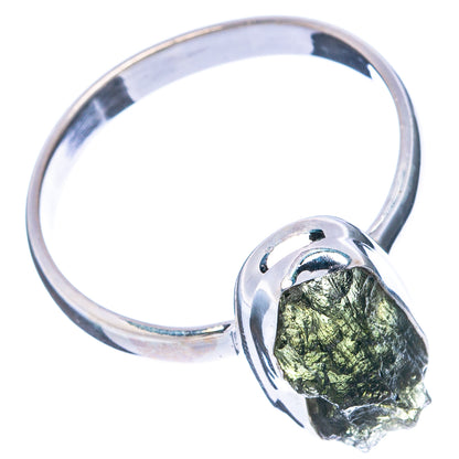 Rare Raw Moldavite Ring Size 10 (.925 Sterling Silver)