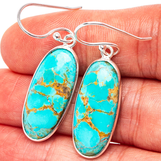 Turquoise teardrop earrings with .925 sterling silver hooks