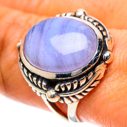 Blue Lace Agate Ring Size 8.5 (925 Sterling Silver) RING139245