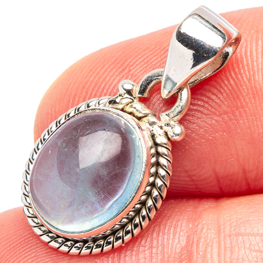 Aquamarine pendant in .925 sterling silver, oval blue stone with rope edge and open bail