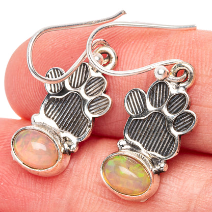 Rare Ethiopian Opal Paw Earrings 1 1/4" (925 Sterling Silver) E1390