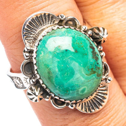 Exclusive Southwestern Style Hubei Turquoise Ring Size 9 Adjustable (.925 Sterling Silver)
