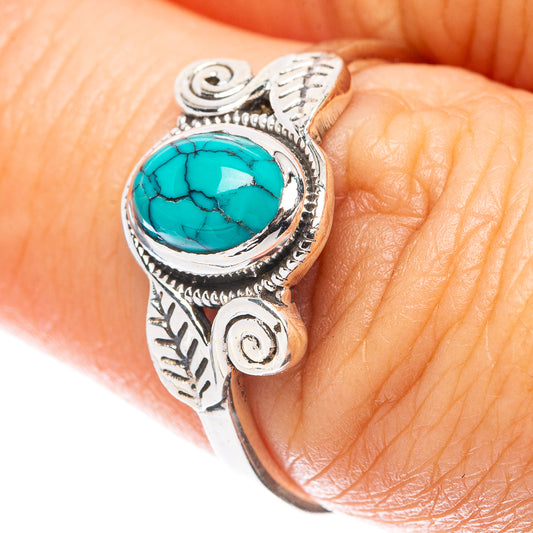 Tibetan Turquoise Leaf 925 Sterling Silver Ring Size 7.75 (925 Sterling Silver) R5318