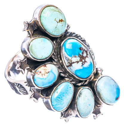 Golden Hills Turquoise Native Style Ring Size 8 Adjustable (.925 Sterling Silver) Exclusive