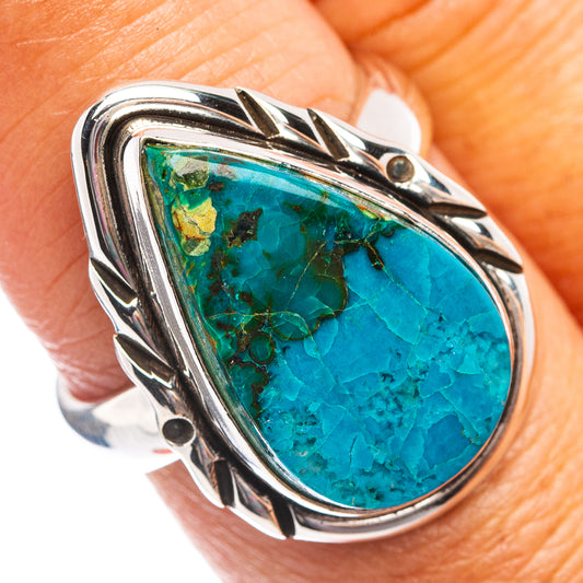 Oval blue-green opal ring in .925 sterling silver with ornate bezel, size 8