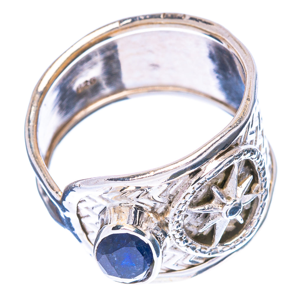 925 sterling silver sapphire ring, dark blue oval bezel set stone