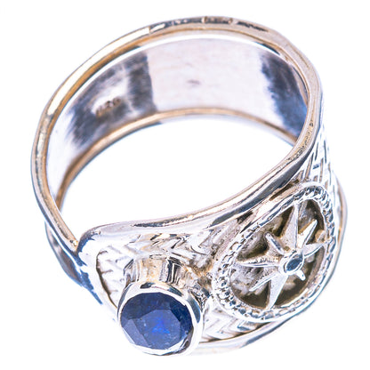 925 sterling silver sapphire ring, dark blue oval bezel set stone