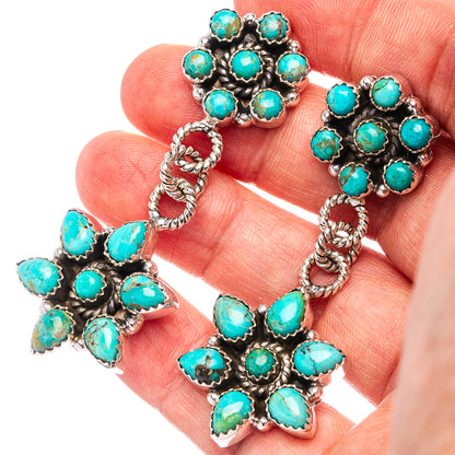 Premium Mohave Turquoise Earrings 2 3/8" (.925 Sterling Silver)