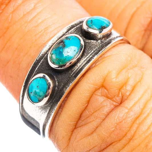 Sterling silver turquoise ring with three oval cabochons