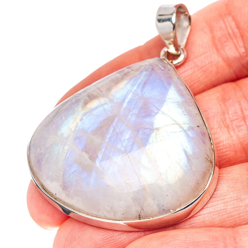 Premium Rainbow Moonstone Pendant 1 7/8" (.925 Sterling Silver)