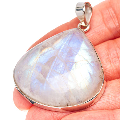 Premium Rainbow Moonstone Pendant 1 7/8" (.925 Sterling Silver)