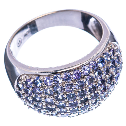 Faceted tanzanite ring (.925 sterling silver) with blue-purple stone cluster band