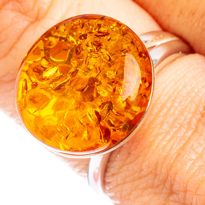 Baltic Amber Ring Size 7 Adjustable (.925 Sterling Silver)