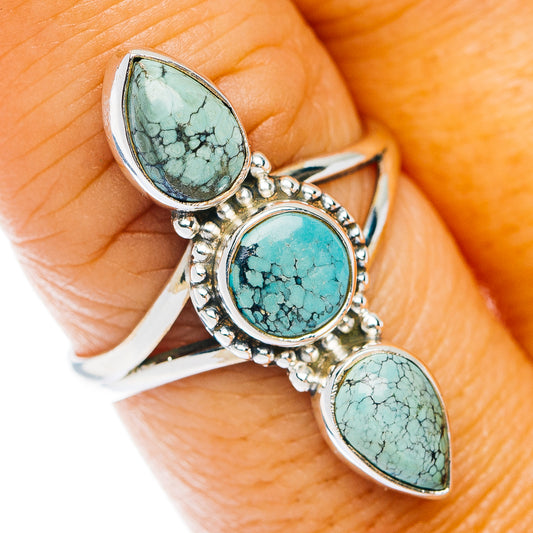 Spiderweb Turquoise Ring Size 8.25 (.925 Sterling Silver)