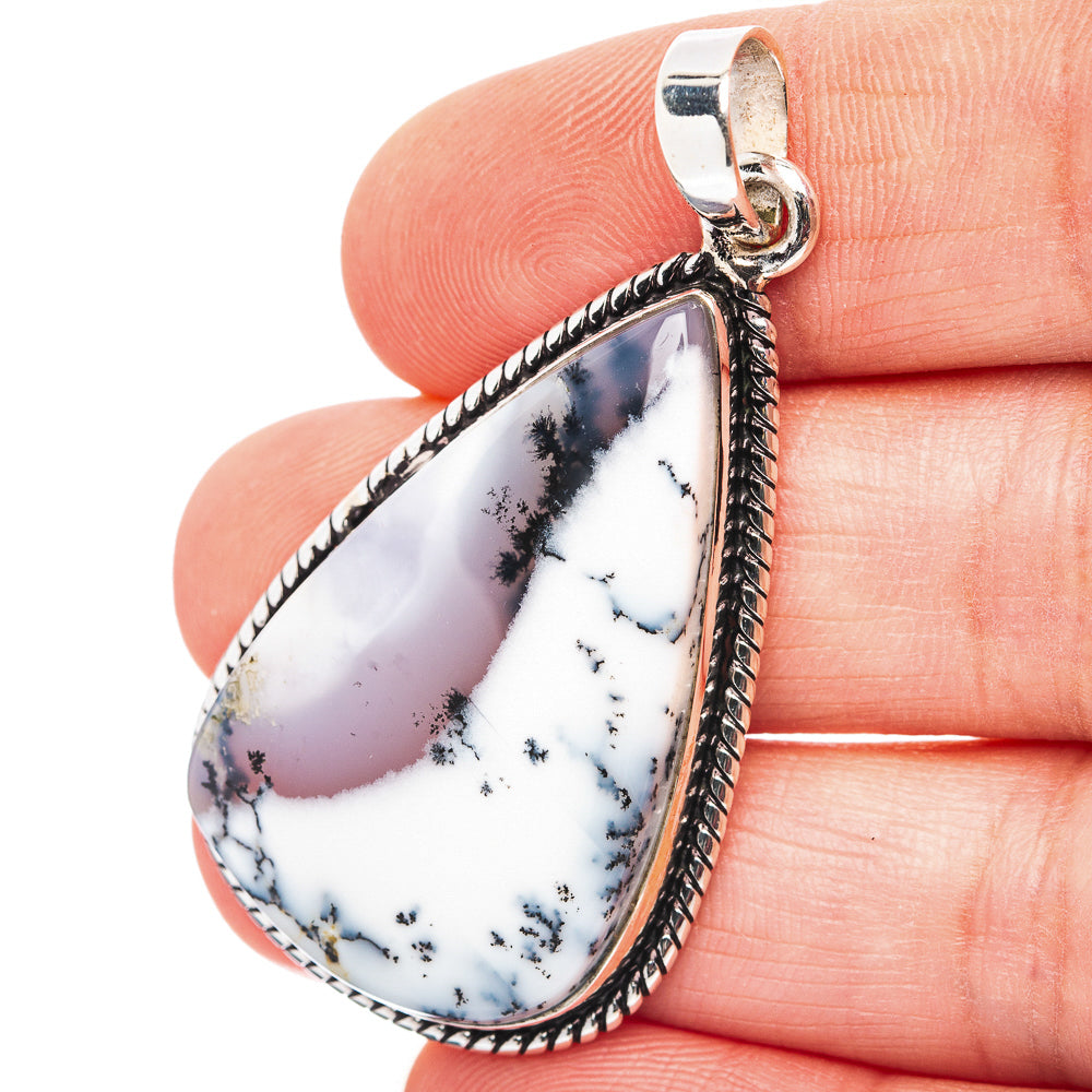 Dendritic Opal Pendant 1 7/8" (.925 Sterling Silver)