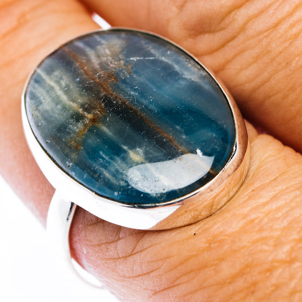 Rare Aquatine Lemurian Calcite Ring Size 9.5 (.925 Sterling Silver)