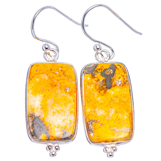 Bumblebee Jasper earrings in .925 sterling silver with rectangular amber stone dangles