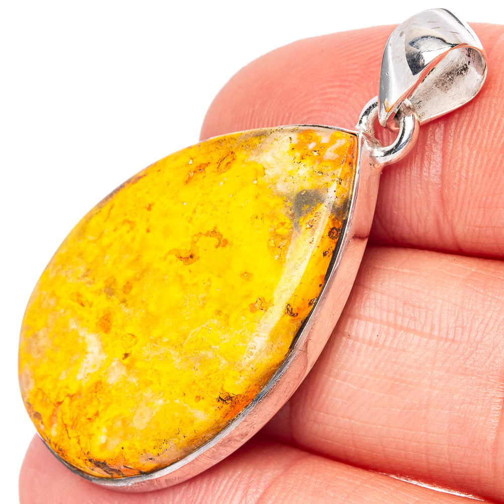 Bumblebee jasper teardrop pendant in 925 sterling silver with polished bail