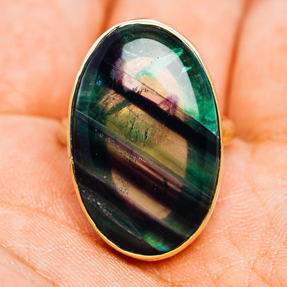 Multi Fluorite Ring Size 8 (German Silver)