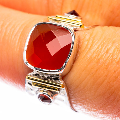 Premium Red Onyx, Garnet Ring Size 7.75 (925 Sterling Silver) R141769