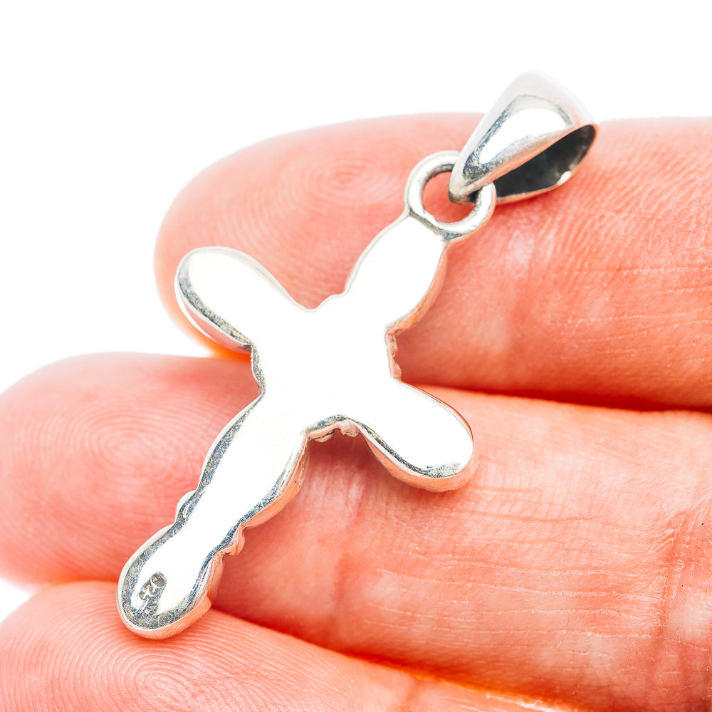 Southwestern Style Kingman Turquoise Cross, Cotton Candy Turquoise Pendant 1 5/8" (.925 Sterling Silver)