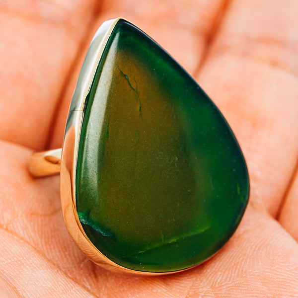 Nephrite Jade Ring Size 9 (German Silver)