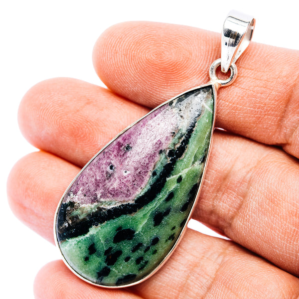 Ruby Zoisite Pendant 2 1/4" (.925 Sterling Silver)