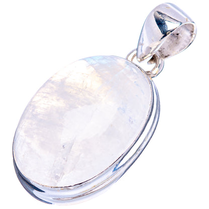 Rainbow Moonstone Pendant 1 1/4" (.925 Sterling Silver)