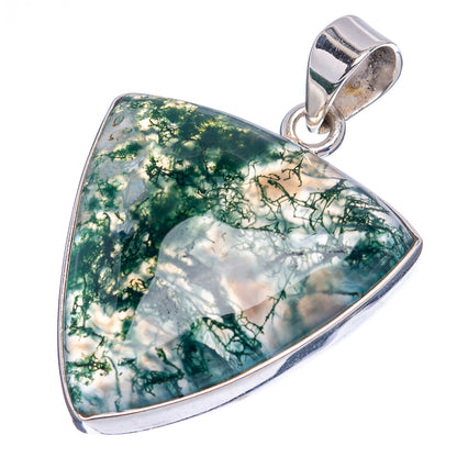 Green Moss Agate Pendant 1 5/8" (.925 Sterling Silver)