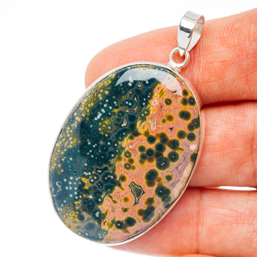 Premium Ocean Jasper Pendant 2" (.925 Sterling Silver)
