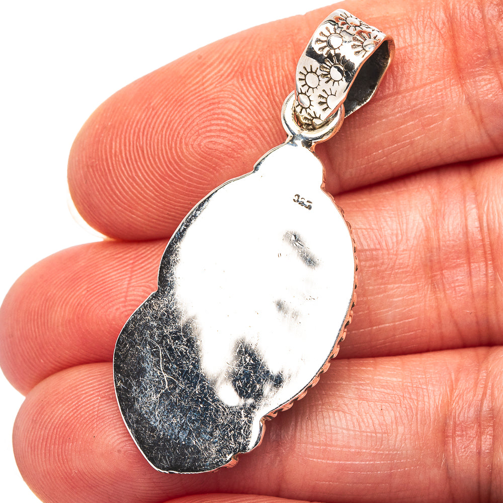 Exclusive Southwestern Style Hubei Turquoise Pendant 1 3/4" (.925 Sterling Silver)