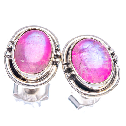 Pink Moonstone Earrings 3/8" (.925 Sterling Silver)