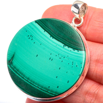 Malachite Coin Pendant 1 7/8" (925 Sterling Silver) PD38483