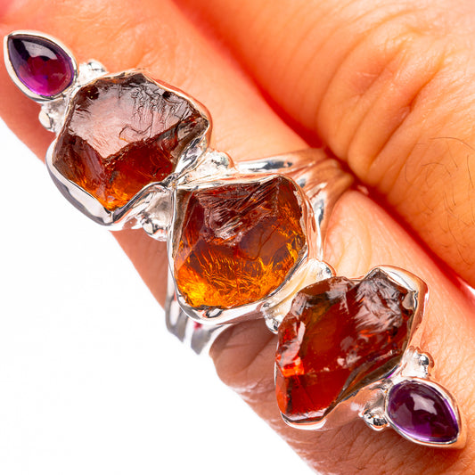 Large Raw Citrine, Amethyst Ring Size 6.75 (925 Sterling Silver) R140668