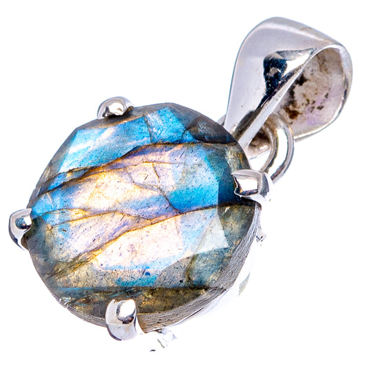 Faceted labradorite pendant with bail, teardrop stone set in .925 sterling silver