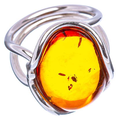 Baltic Amber Ring Size 7 Adjustable (.925 Sterling Silver)