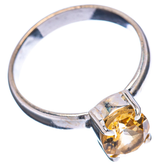 Citrine size 6.75 sterling silver ring with oval gem and side prong solitaire design