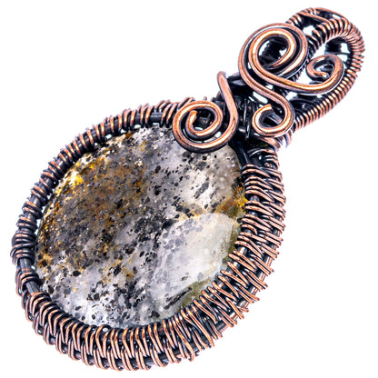 Black Sunstone Wire Wrap Pendant 1 7/8" (Oxidized Copper)