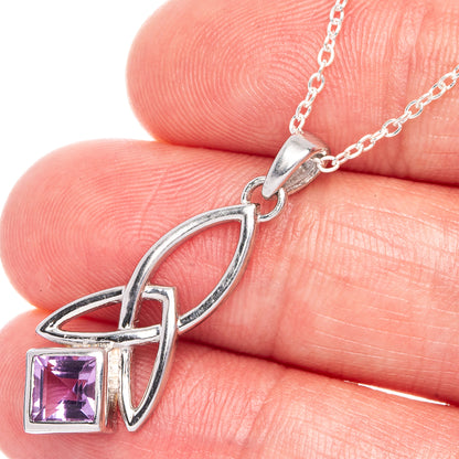Faceted Amethyst Necklace 18 1/4" (925 Sterling Silver) N90046