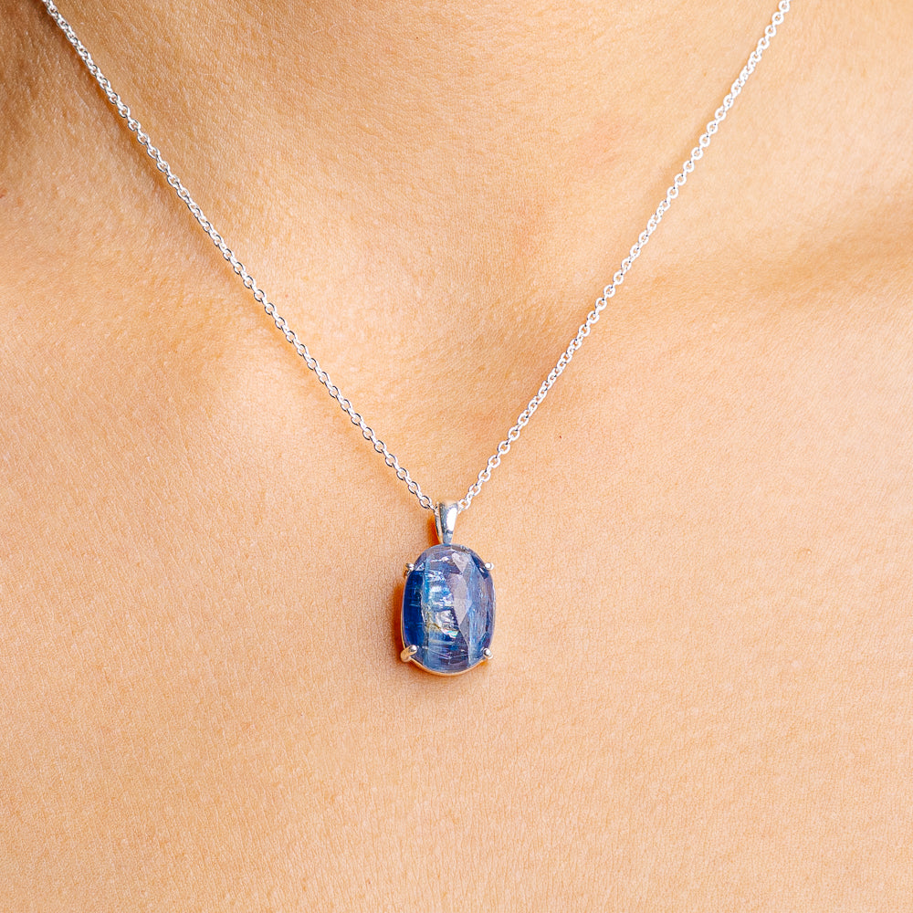 Kyanite Necklace 16 to 18" (.925 Sterling Silver)