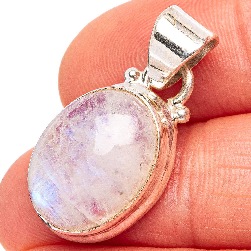 Rainbow Moonstone Pendant 1 1/8" (.925 Sterling Silver)