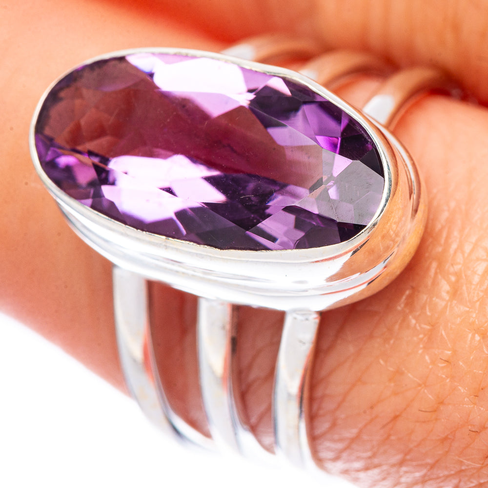 Faceted Amethyst Ring Size 8.75 (925 Sterling Silver) R1699