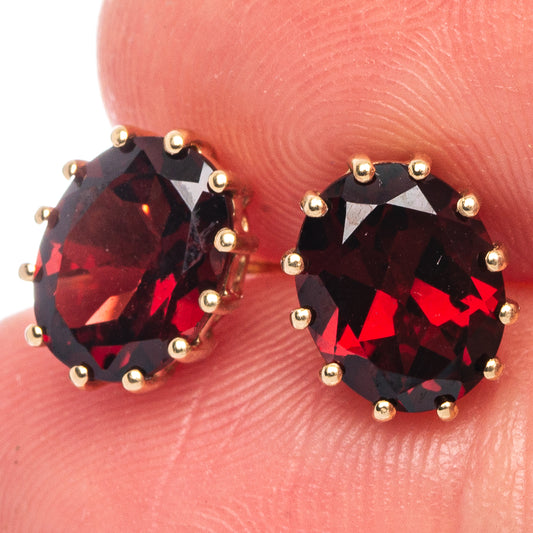 10k Gold Garnet Earrings 3/8" (925 Sterling Silver) E433166